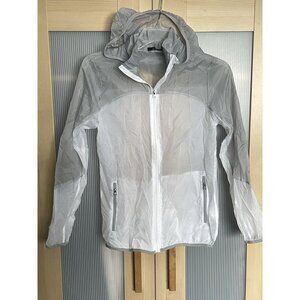 Ambiance Women’s sheer long sleeve jacket Running Golf Outdoor White Gray Sz S